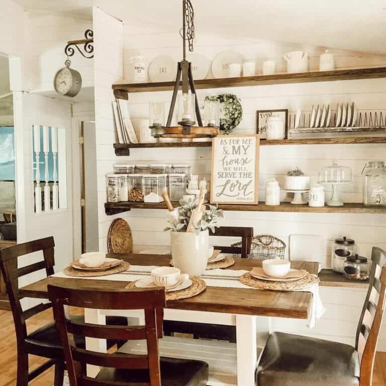 Rustic Dining Table with Unique Centerpiece