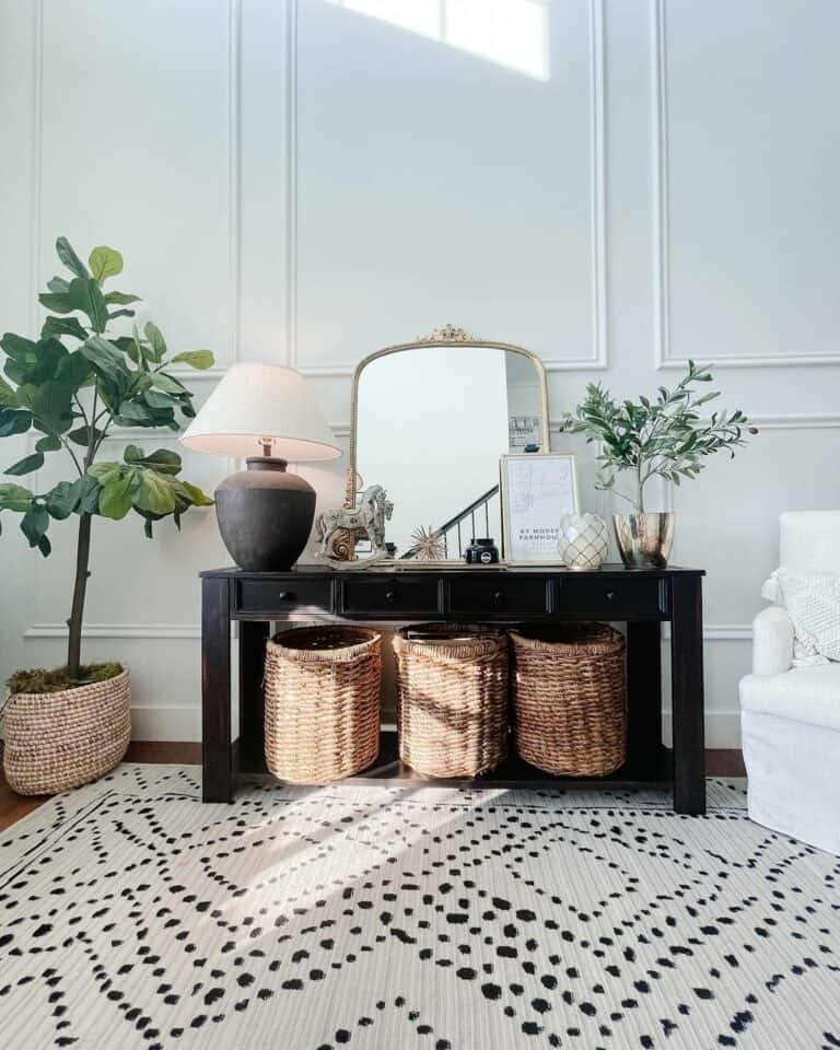 Rustic Entryway With Black Table