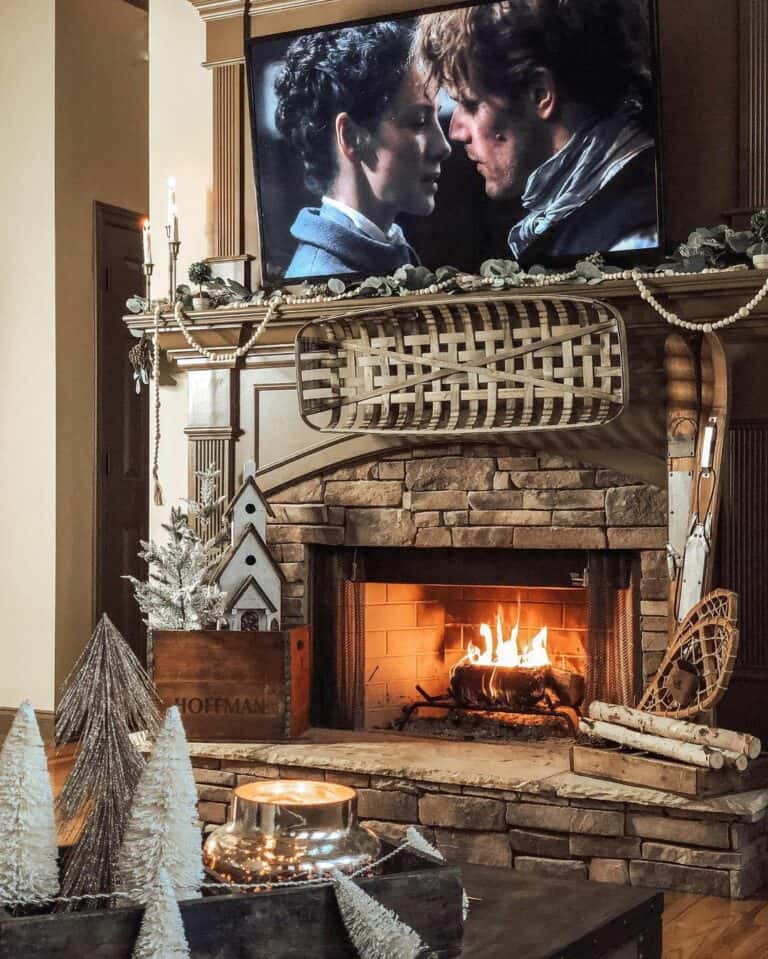Rustic Living Room Featuring TV Over Fireplace Ideas