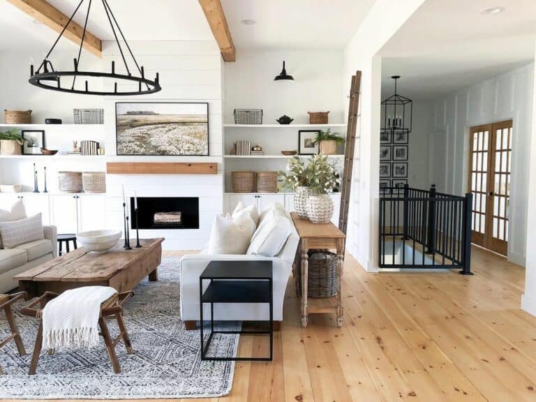 Rustic Living Room With Two Tables