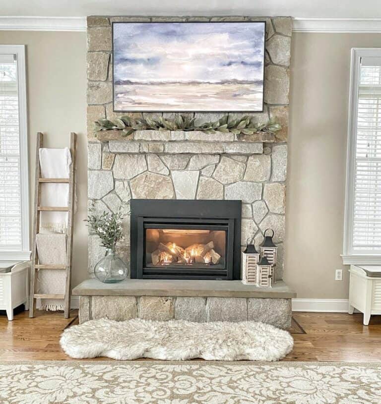 Stone Fireplace TV Wall Mount for Modern Home Aesthetics