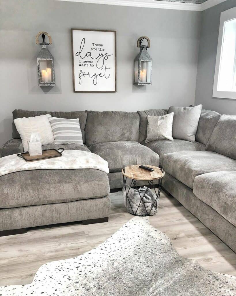 Sectional with Grey Couch Pillows