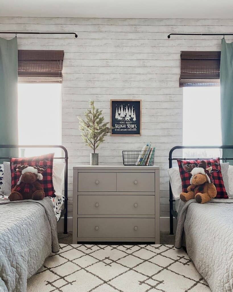 Shared Shiplap Bedroom with Neutral Décor