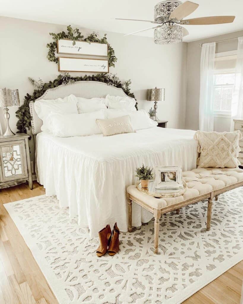 Sheer Curtains an a Modern Farmhouse Bedroom