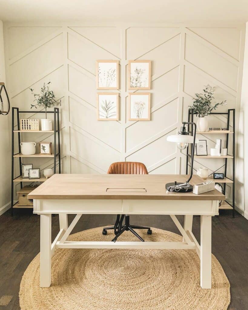 Shelf Styling for a Neutral Farmhouse Office Space