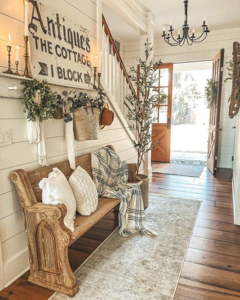 Shiplap Entryway with Double French Doors