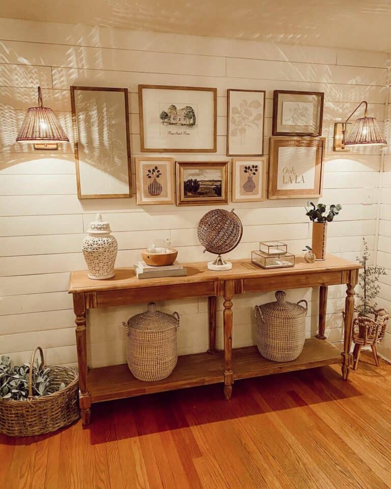 Shiplap Wall With Entryway Table Décor