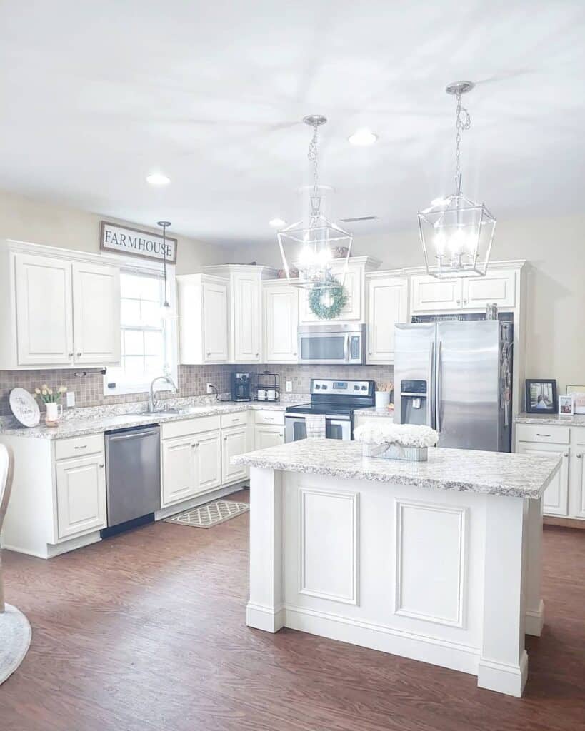 Silver Lantern Lights for Low Ceiling Lighting in the Kitchen