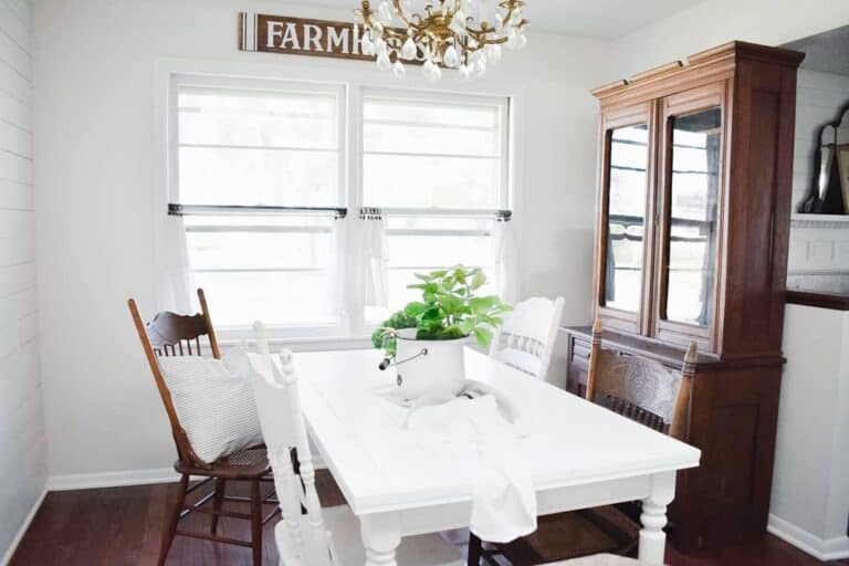 Simple White Potted Greenery Centerpiece