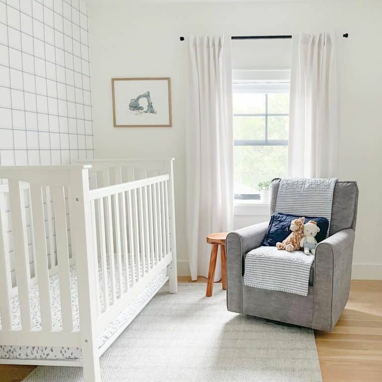 Simple White and Blue Nursery