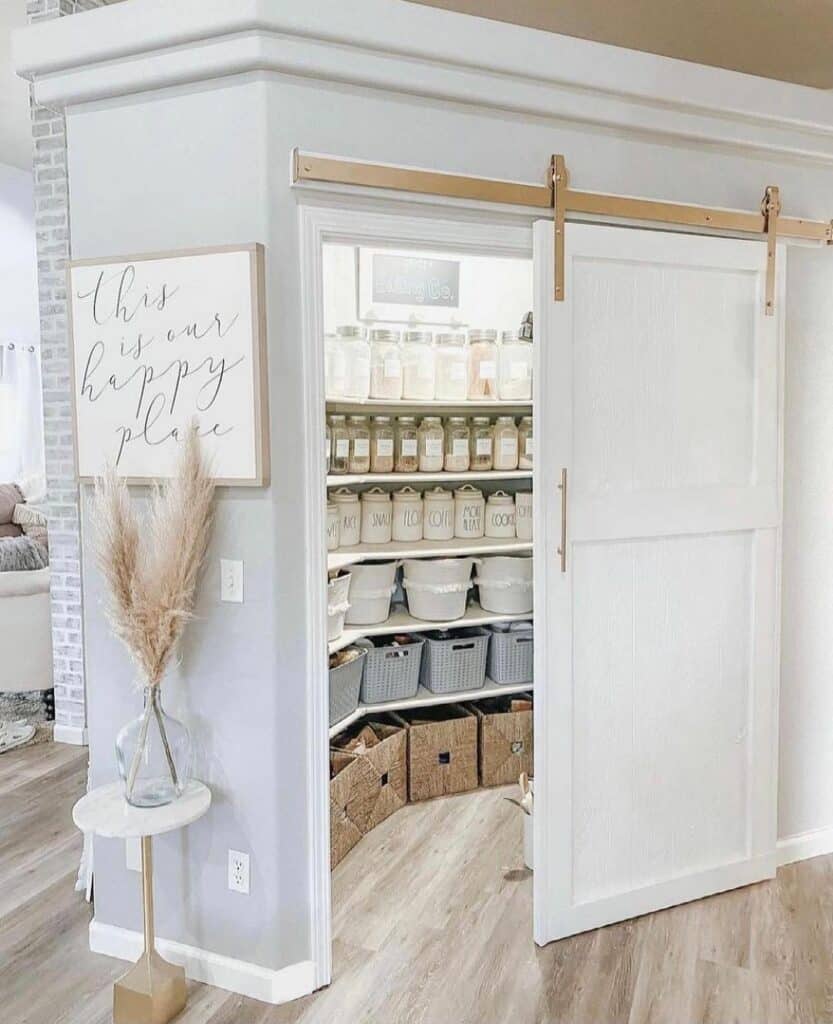 Sliding Barn Door Uncovers Pantry