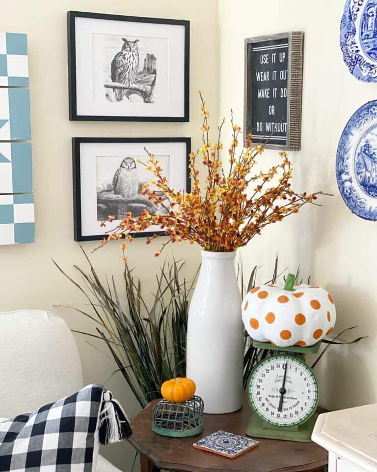 Small Farmhouse Corner with Ink Drawings
