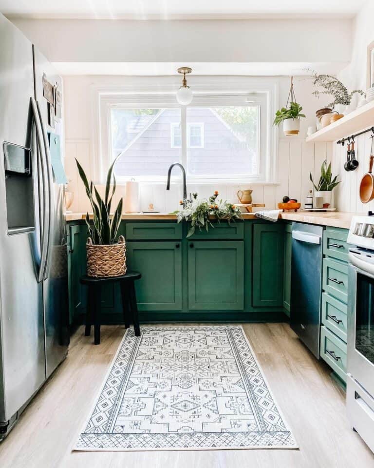 Small Green Kitchen With Plants