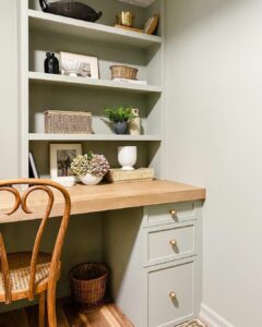 Small Space Built-in Natural Wood Desk