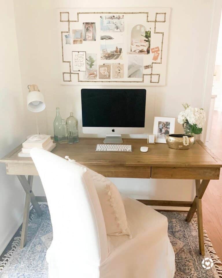 Small Space White Home Office