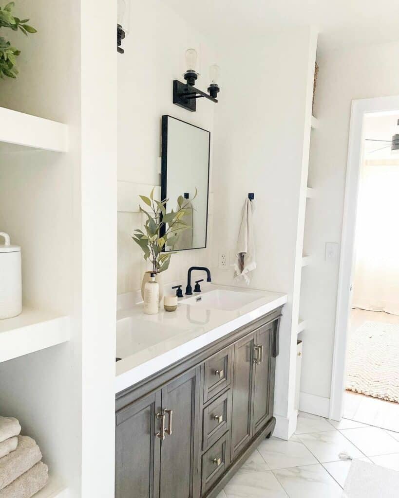 Sophisticated Gray and White Double Vanity