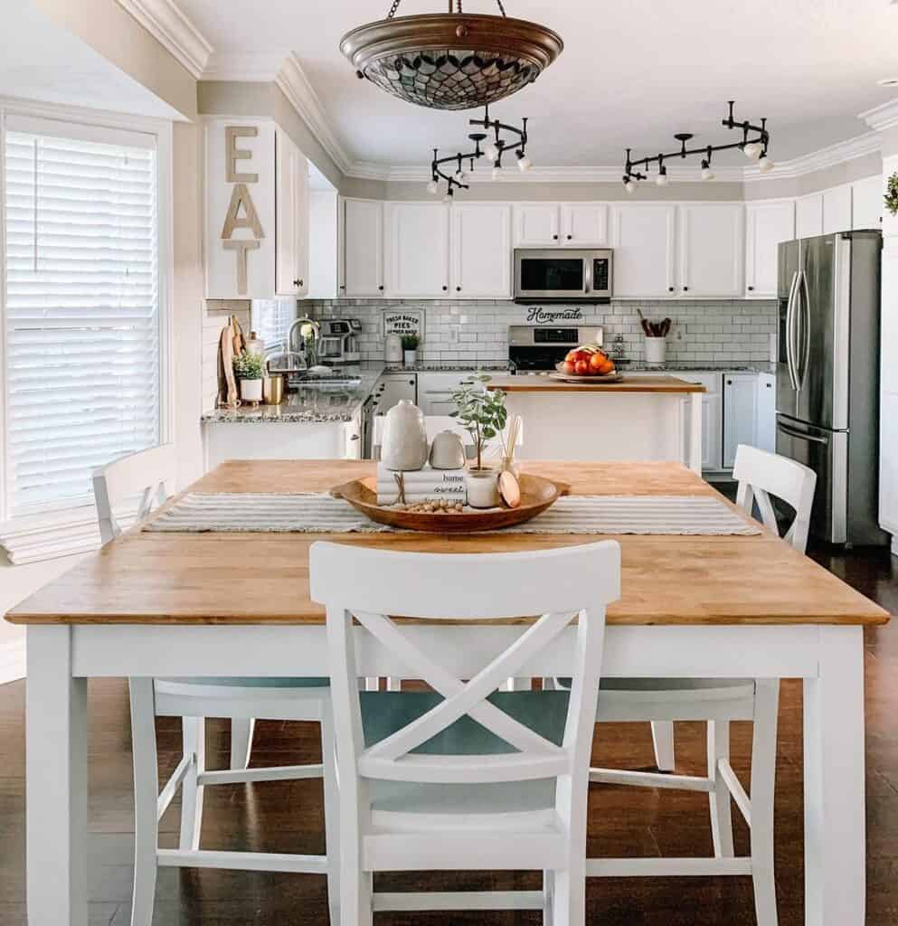 Square Two-toned White Kitchen Table
