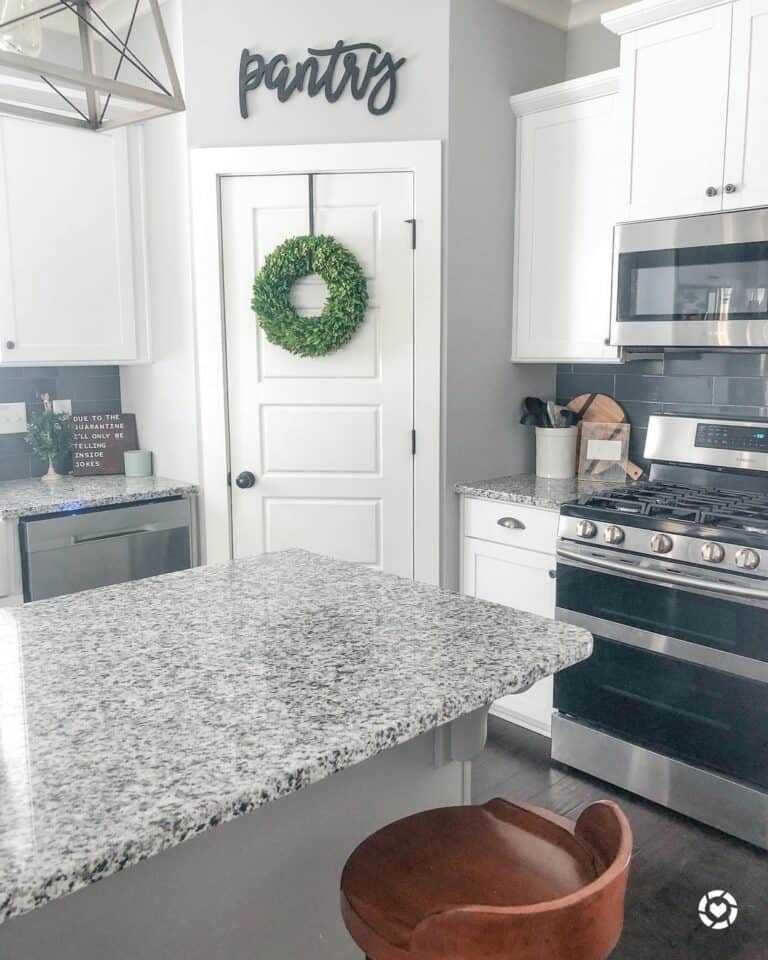 Stainless Steel Appliances Between Cabinets