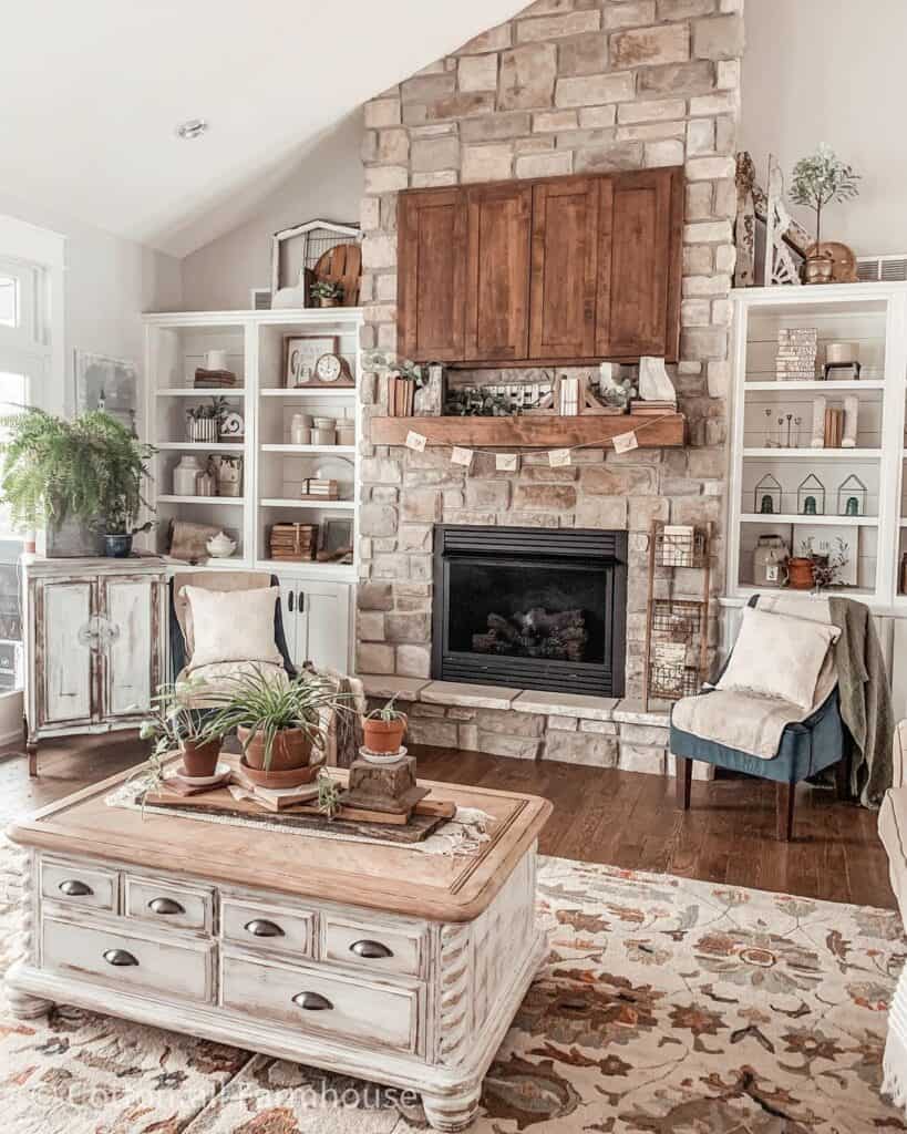 Stone Fireplace in Cozy Lounge