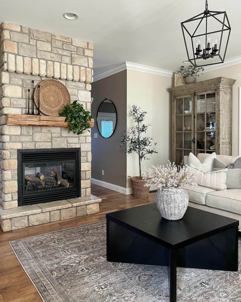 Stone Fireplace in Living Room