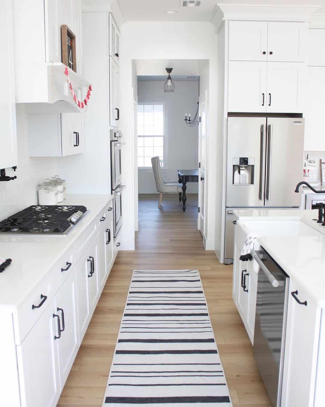 Striped Rug in All White Kitchen - Soul & Lane