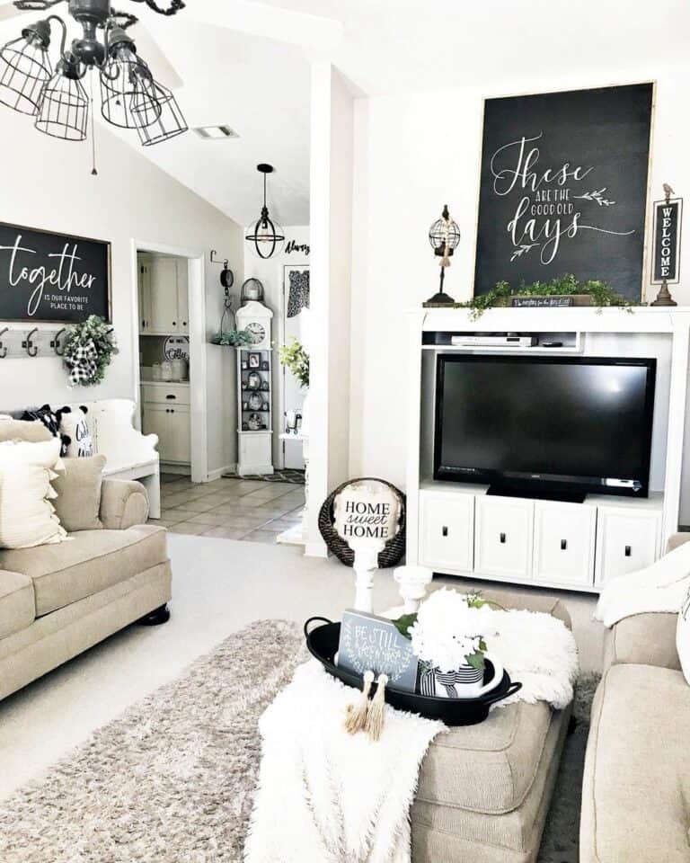 Stylish Monochromatic Family Room