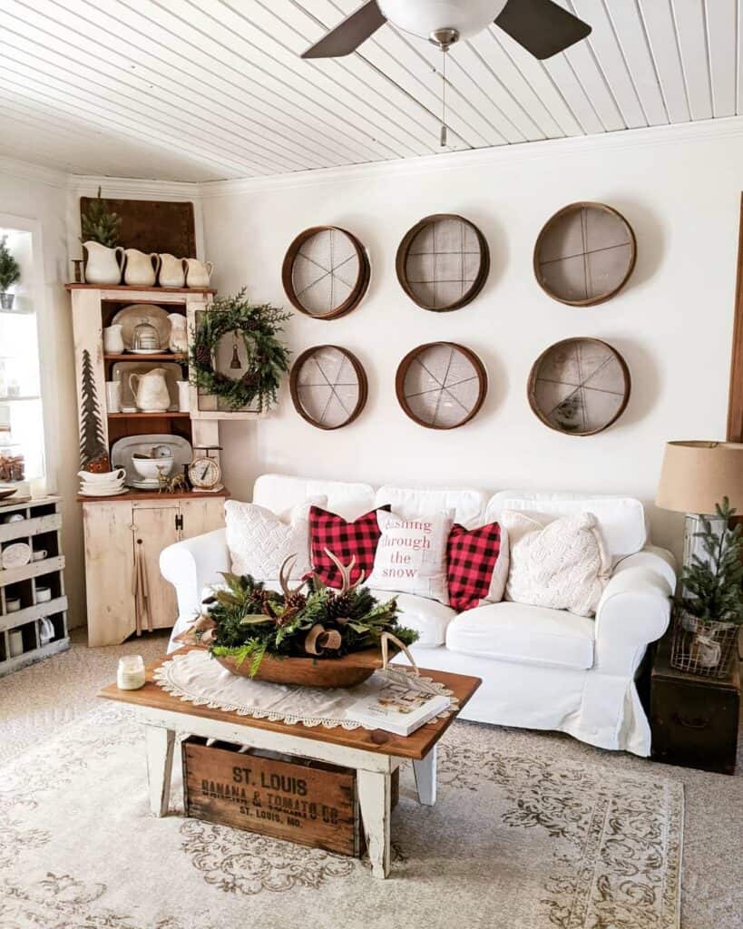 Subtle Vintage Christmas Styling for Rustic Lounge
