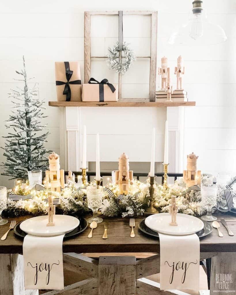 Table with Christmas Nutcracker Decorations