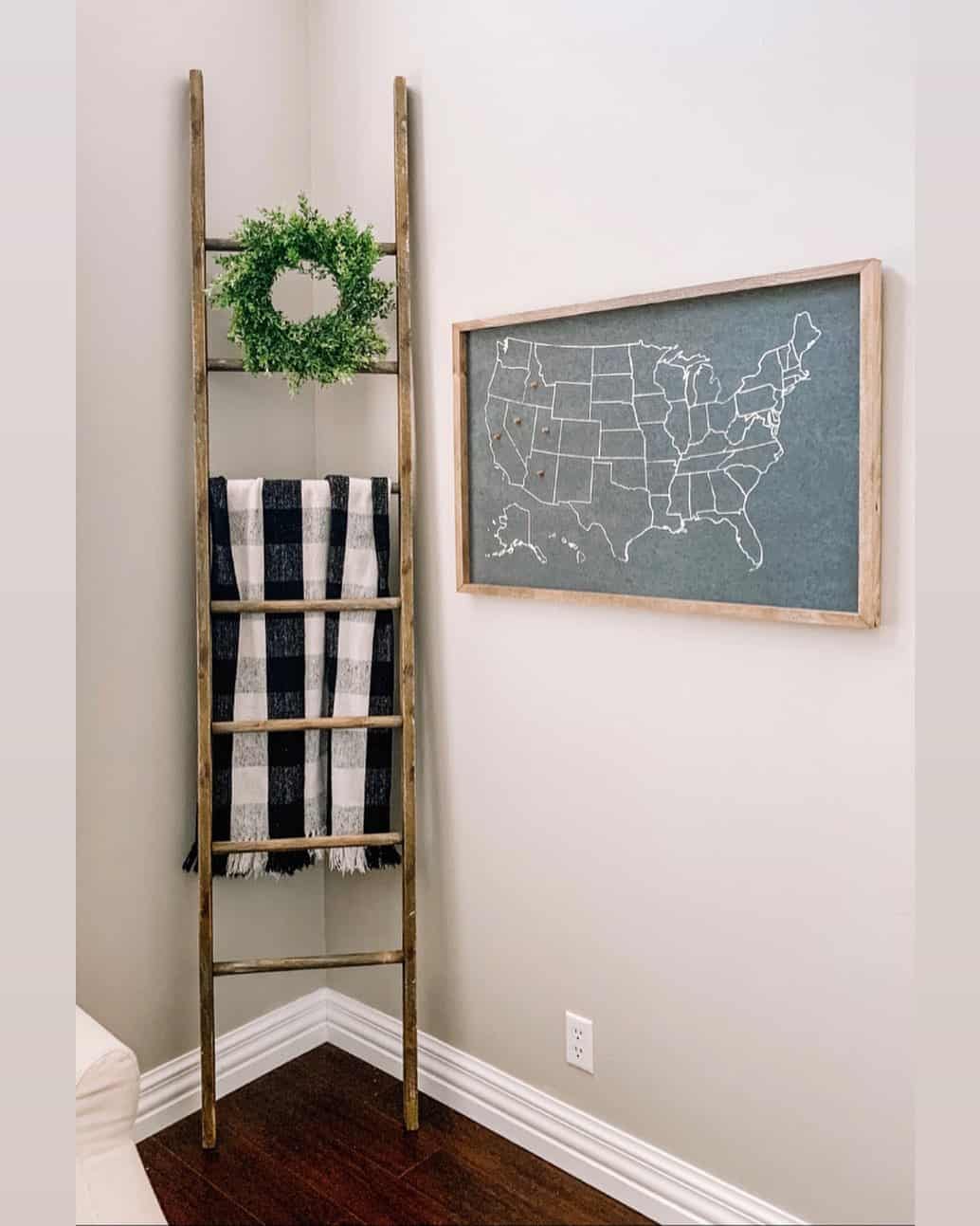 Tall Wooden Decorative Blanket Ladder With Wreath Soul & Lane