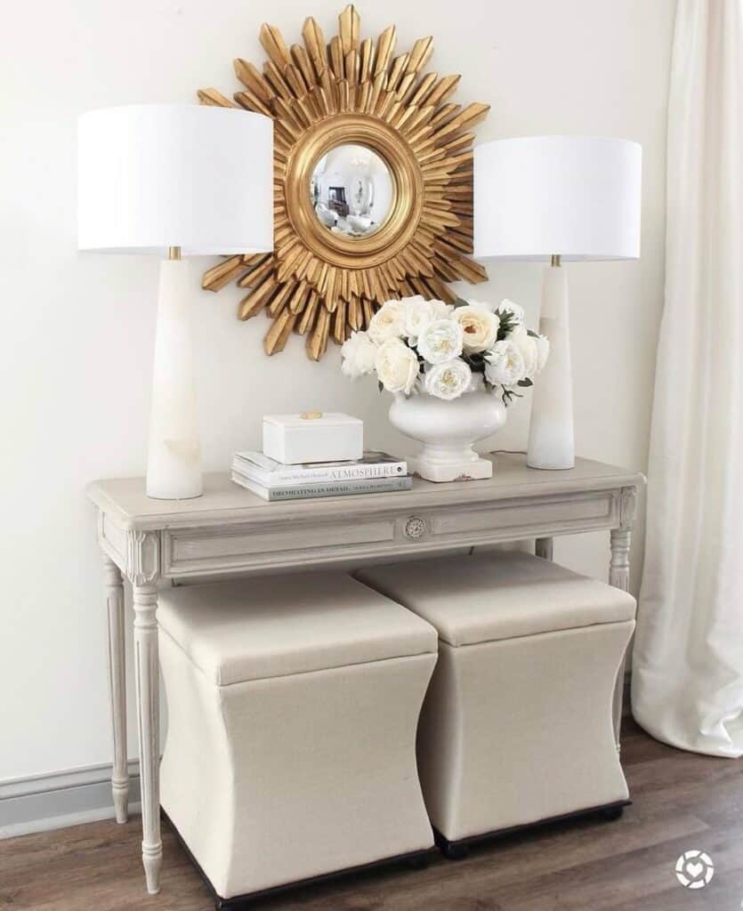 Tapered Lamps on Grey Console Table