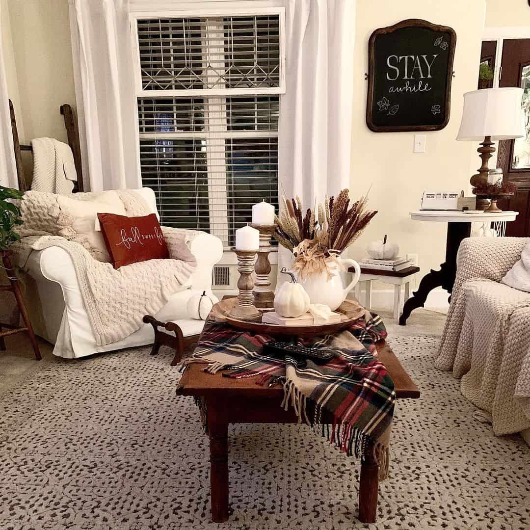 Tartan Blanket on Wooden Coffee Table Soul Lane