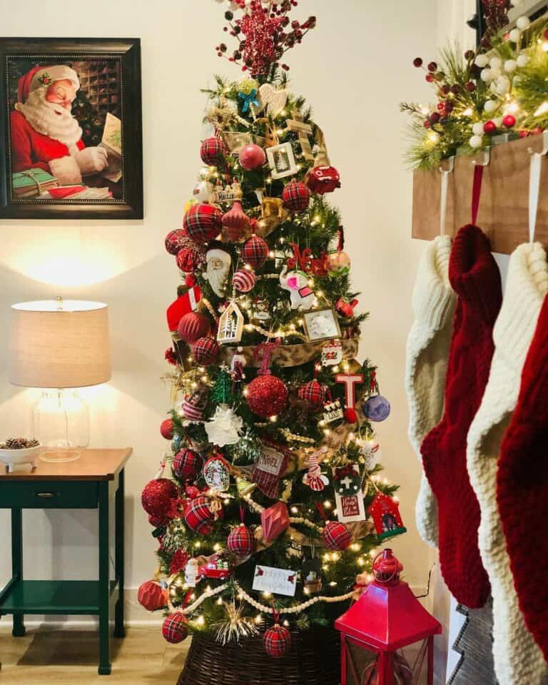 Traditional Plaid Christmas Tree Ornaments