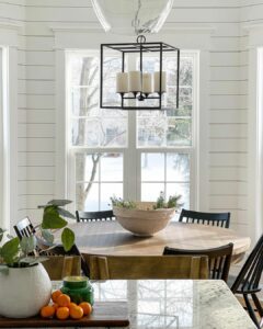 Traditional Window Trim in Modern Farmhouse Dining Room