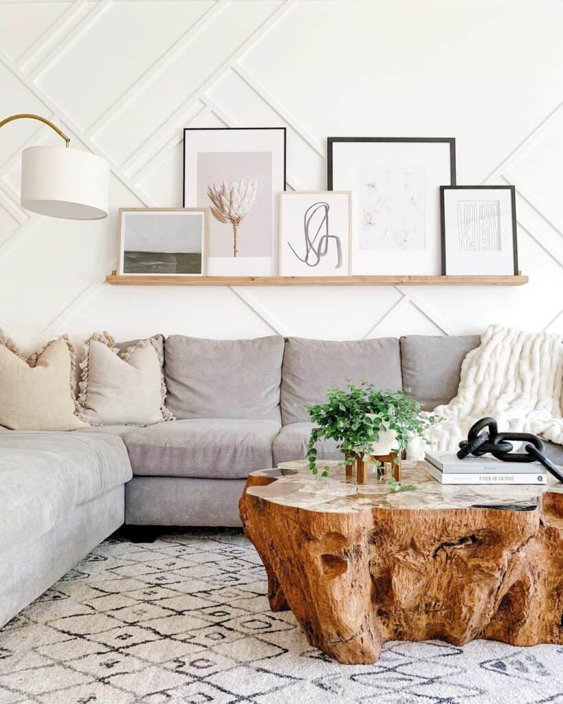 Tree Stump Coffee Table with Books