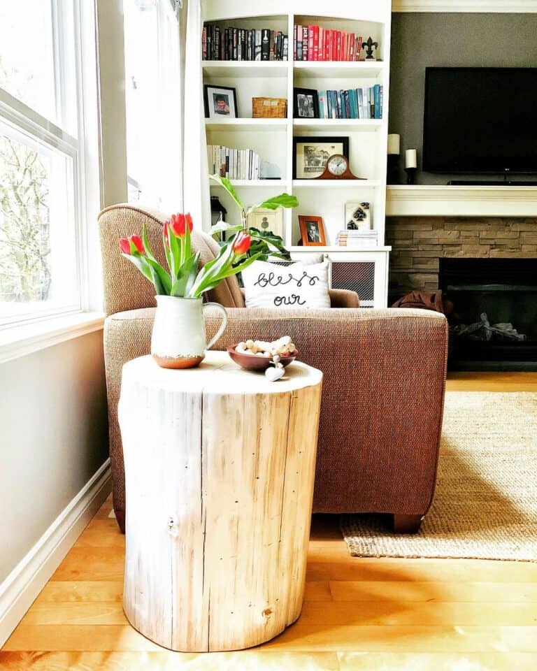 Tree Stump Natural Wood End Table