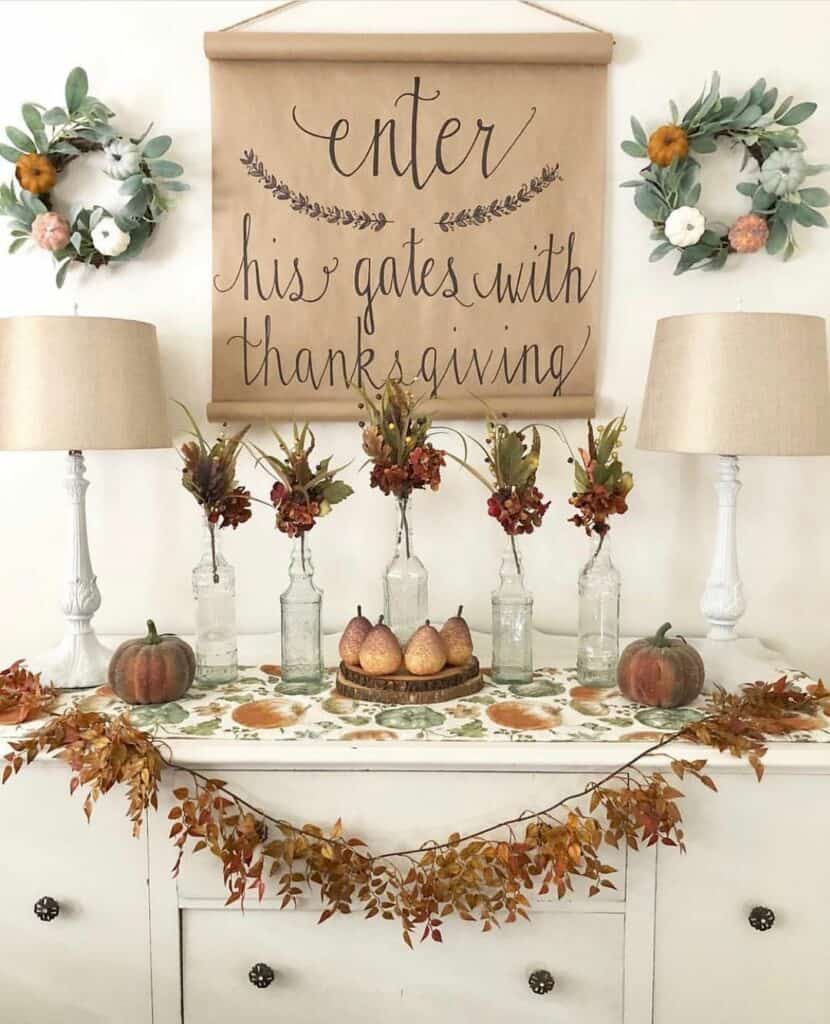 Twin Wreaths in Thanksgiving Display