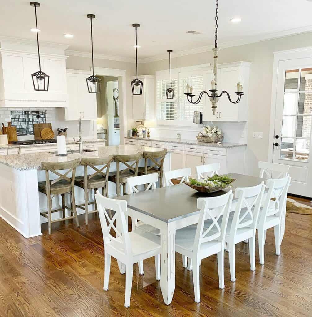 Two-toned Gray and White Farmhouse Kitchen Table
