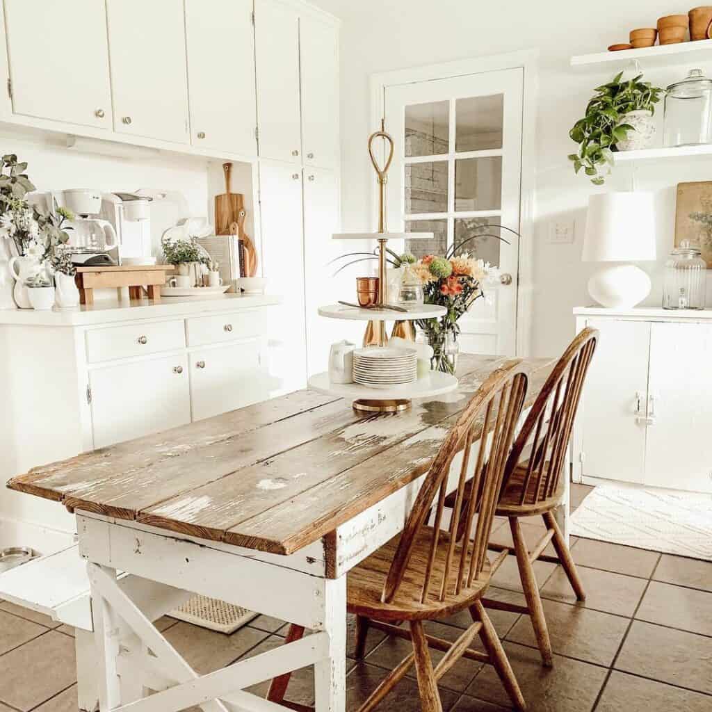 Two-toned Wood Rustic Farmhouse Kitchen Table