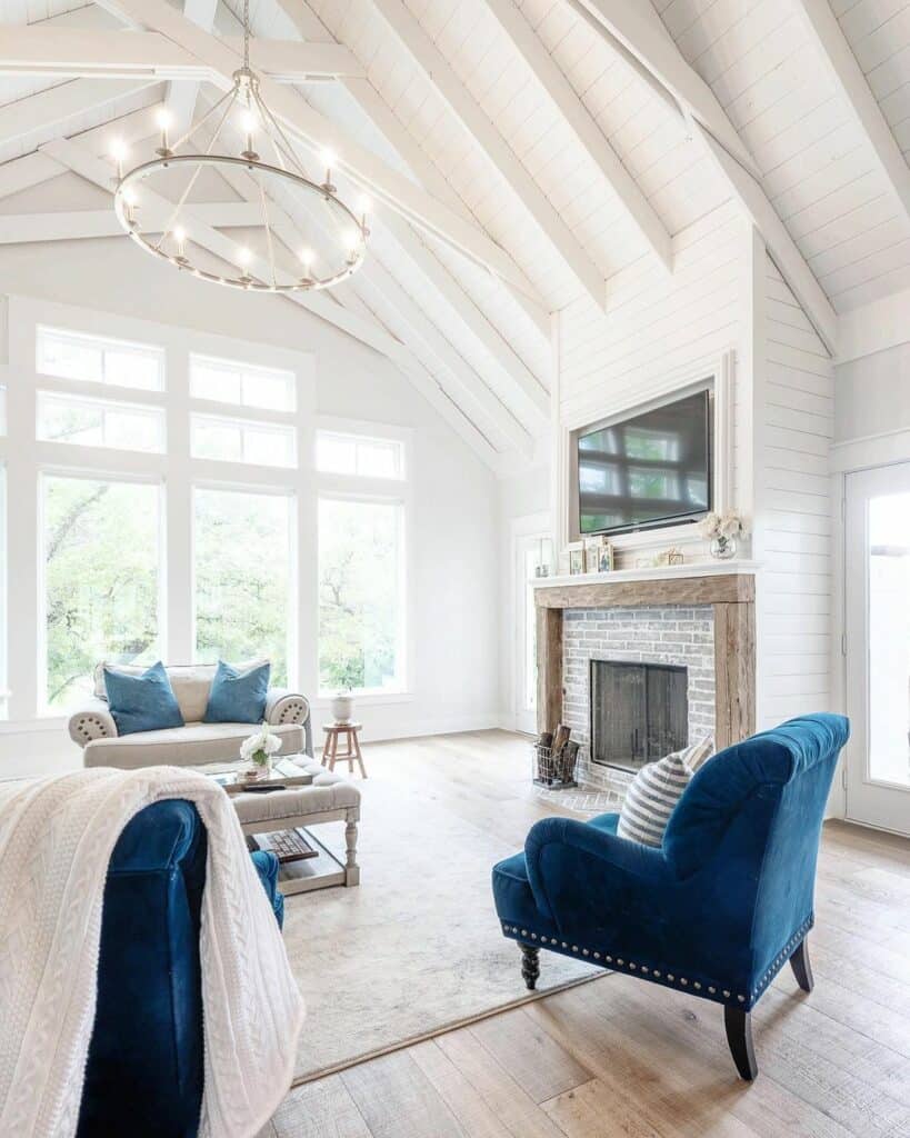 Vaulted Ceiling with Shiplap TV Wall