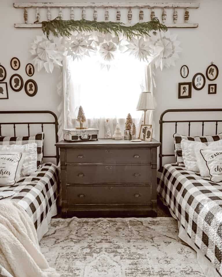 Vintage Children's Bedroom With Paper Snowflakes