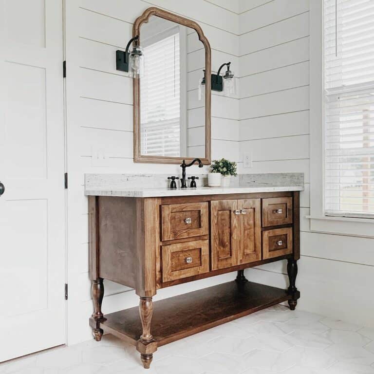 Vintage Sink On Shiplap Paneling Wall