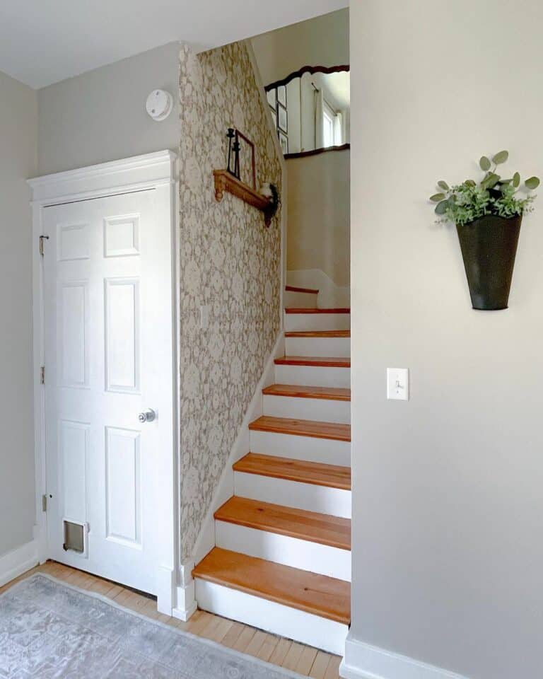 Vintage Wallpaper on Stairwell Wall