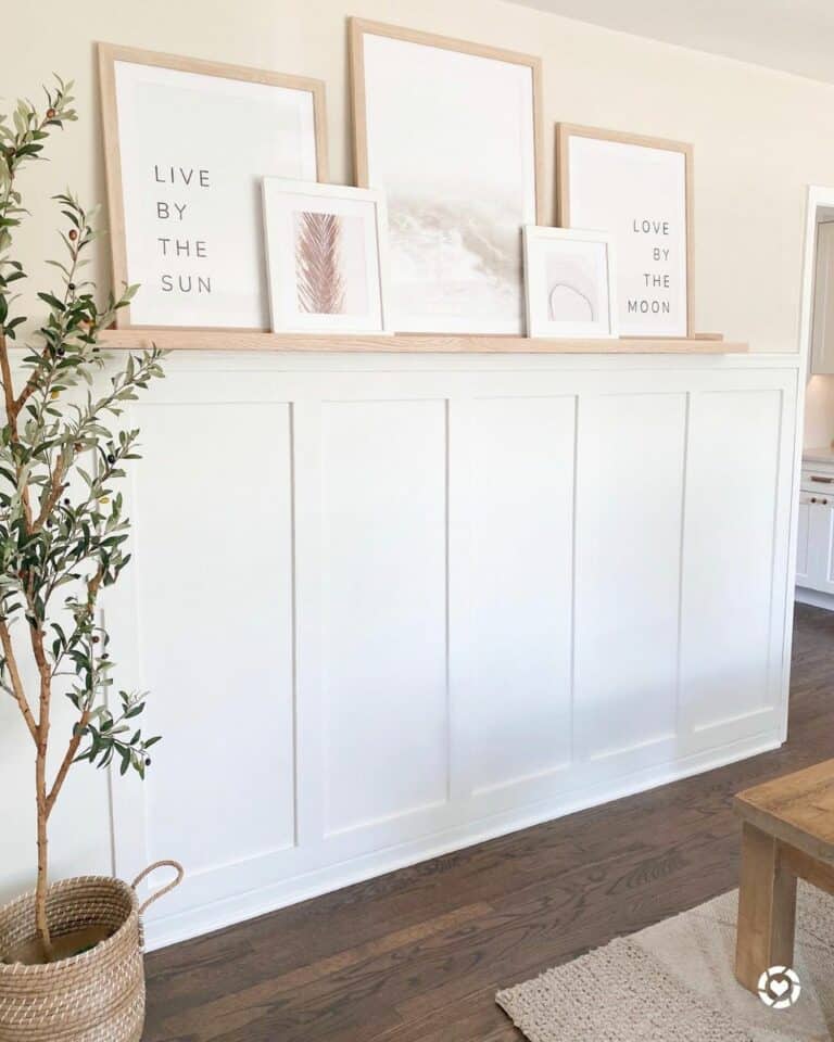 Wall with White Board and Batten Wainscoting