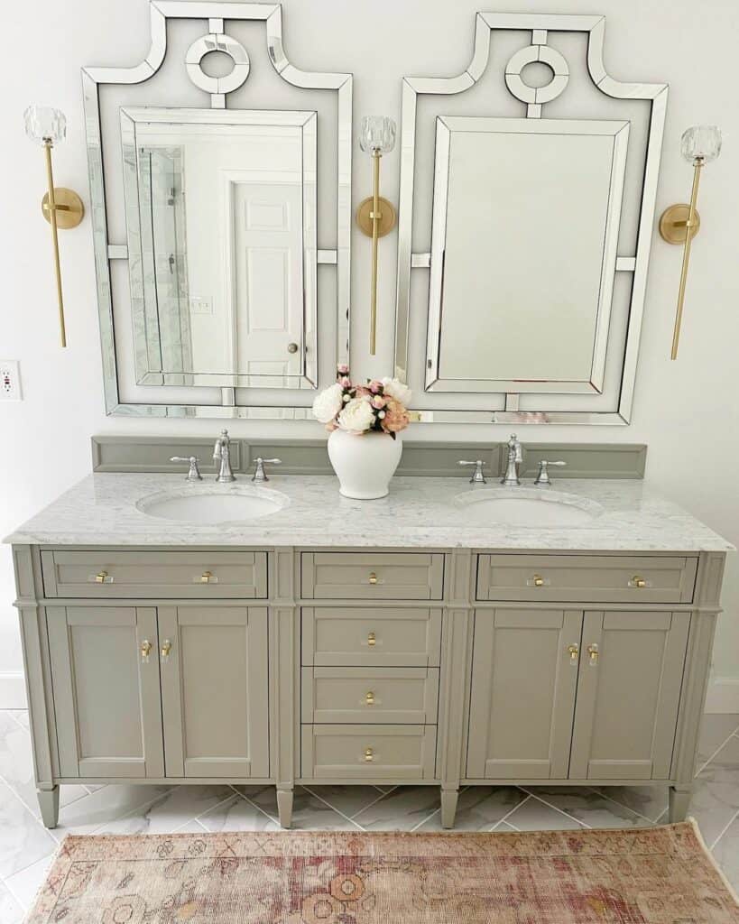 Warm Gray Double Vanity in Bathroom