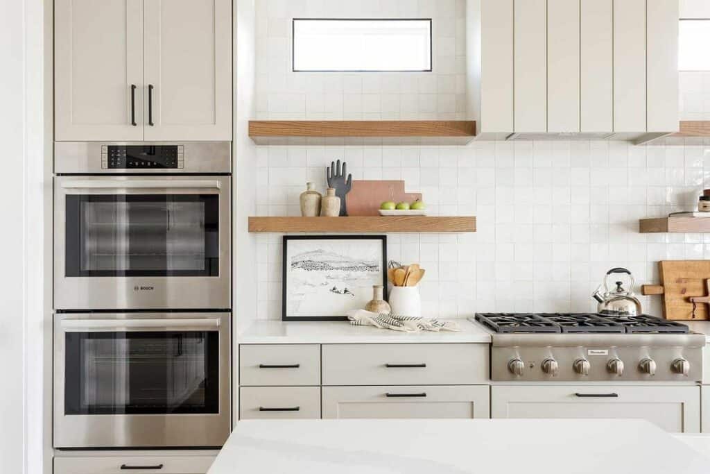 Warm Grey Kitchen Cabinets with Shaker Doors