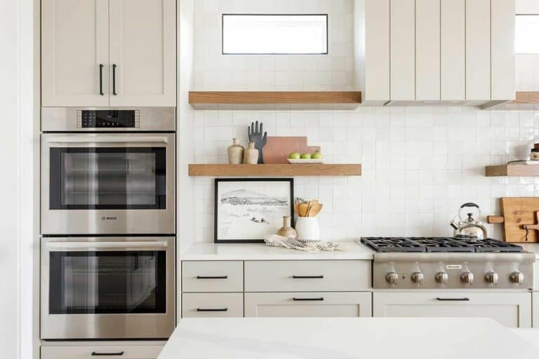 Warm Grey Kitchen Cabinets with Shaker Doors