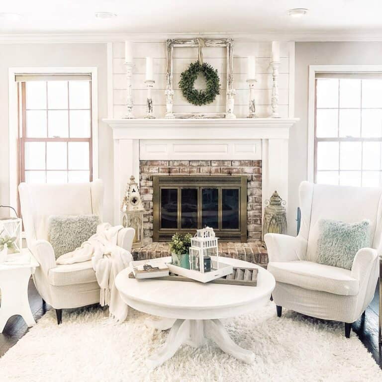 White Armchairs in Winter Styled Lounge