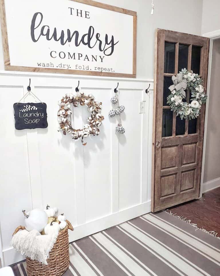 White Board and Batten Half Wall for Laundry Room