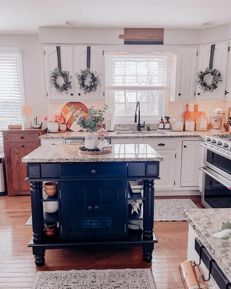 White Bowls on Open Black Shelves
