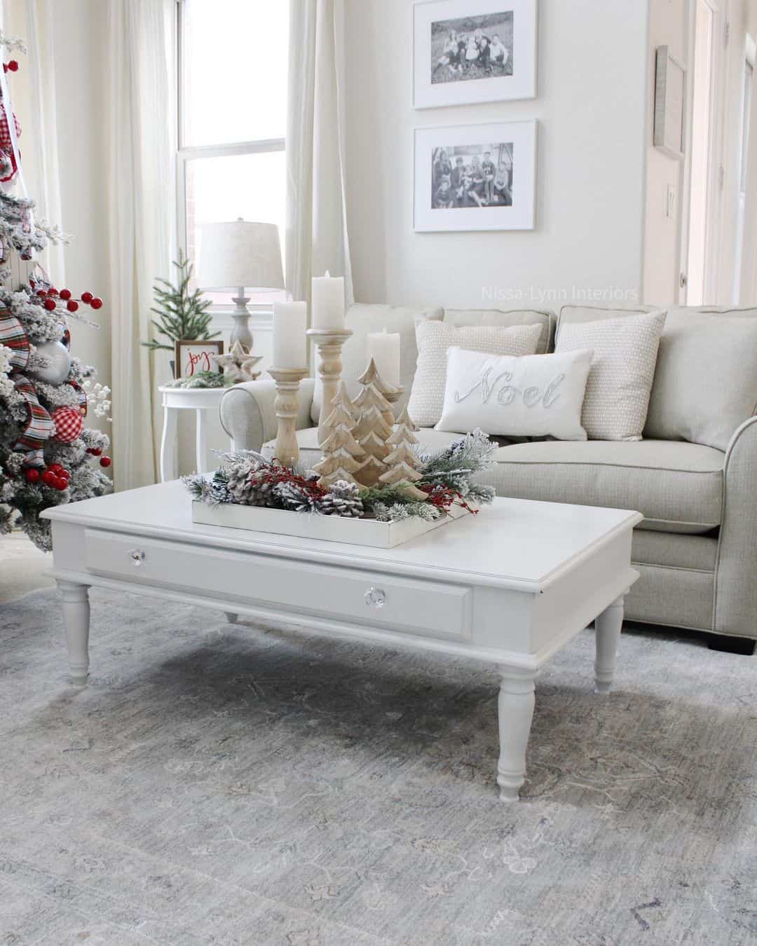 White Christmas Living Room Table Décor - Soul & Lane